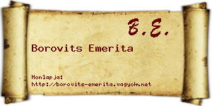 Borovits Emerita névjegykártya